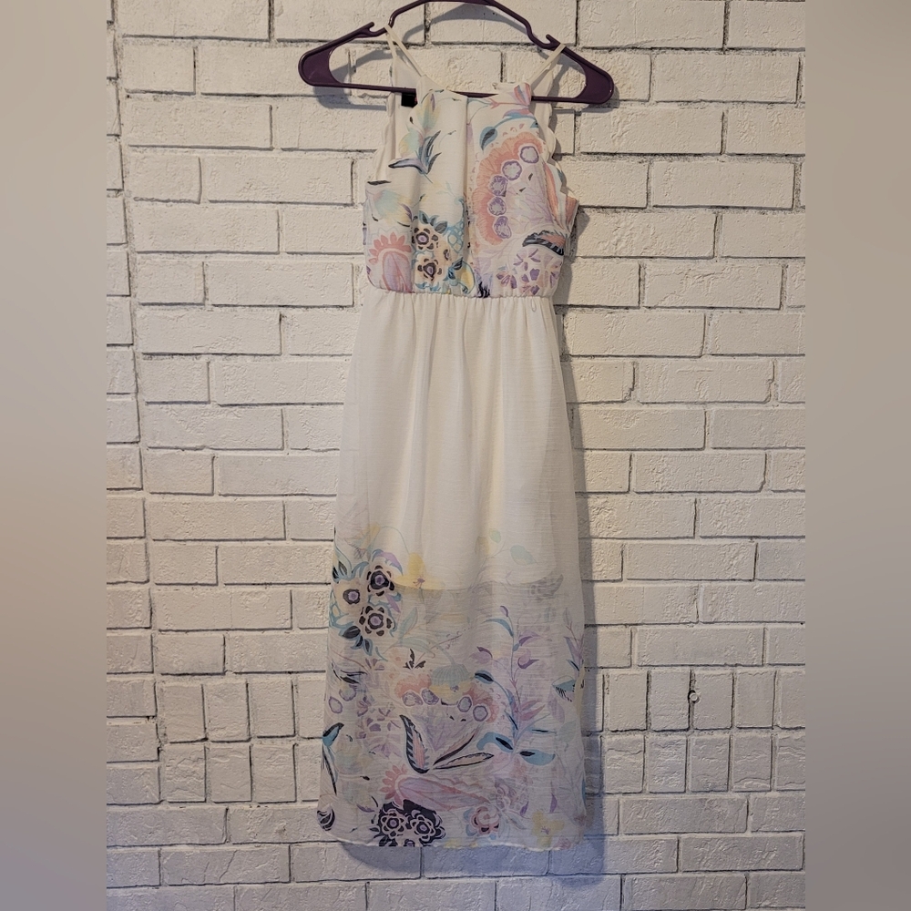 IZ BYER Girl's Floral Halter Neck Maxi Dress - Size 8